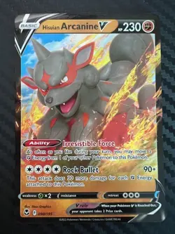 Pokemon TCG SWSH Silver Tempest Hisuian Arcanine V Rare Holo 090/195 NM - Image 1