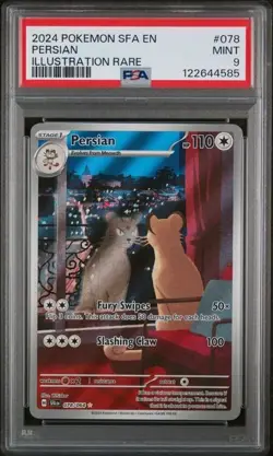 2024 POKEMON SFA EN-SHROUDED FABLE #078 PERSIAN ILLUSTRATION RARE PSA 9 - Image 1