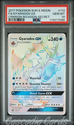 PSA 10 Gyarados GX Secret Rainbow Full Art 112/111 Crimson Invasion Pokemon - Image 1
