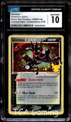 CGC 10 GEM MINT Greninja GOLD STAR SWSH144 HOLO Elite PROMO Pokemon Card 203 - Image 1