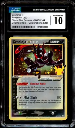 CGC 10 GEM MINT Greninja GOLD STAR SWSH144 HOLO Elite PROMO Pokemon Card 203 - Image 2