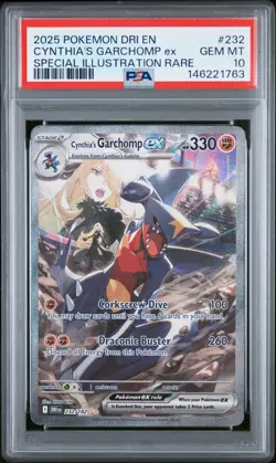 2025 POKEMON DRI EN-DESTINED RIVALS #232 CYNTHIA'S GARCHOMP EX PSA 10 - Image 1