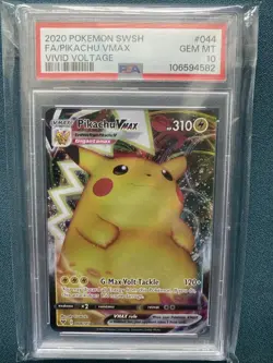 2020 Pokemon TCG SWSH Vivid Voltage Pikachu VMAX Full Art 044/185 PSA 10 - Image 1