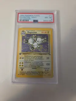 1999 POKEMON FOSSIL 1ST ED #11 MAGNETON-HOLO PSA 8 - Image 1