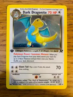 NM! 1st Edition Dark Dragonite (5/82) Team Rocket Set Holo Pokemon Card! - Image 1