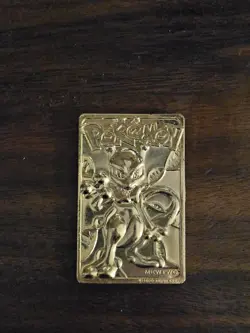 Pokemon 1999 Gold Plated 23K Trading Card Burger King Promo Mewtwo & 5 Coins - Image 2
