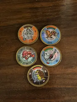 Pokemon 1999 Gold Plated 23K Trading Card Burger King Promo Mewtwo & 5 Coins - Image 4