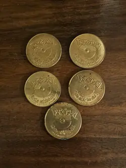 Pokemon 1999 Gold Plated 23K Trading Card Burger King Promo Mewtwo & 5 Coins - Image 5