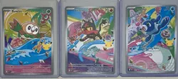 Pokemon First Partner Illustration Collection Alola Rowlet, Litten, And Popplio - Image 1