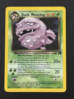 Pokemon Dark Weezing 31/82 Team Rocket Rare 60HP Poison Gas 20x/20 Attack - Image 1