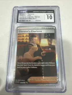 Pokemon TCG Giovanni's Charisma Full Art Trainer Card 207/165 SAR SV151 CGC 10 - Image 1