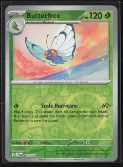 Butterfree Rare SV09: Journey Together 003/159 NM Pokemon Card Reverse Holo - Image 1