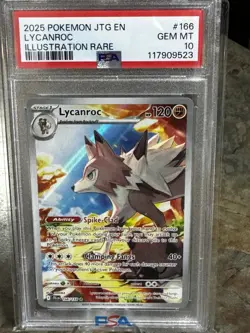 Pokemon TCG Lycanroc Illustration Rare 166/159 Journey Together PSA 10 Gem Mint - Image 1