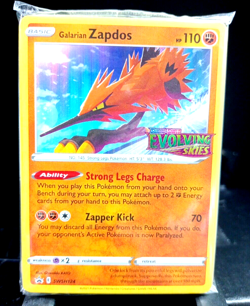 Pokemon SEALED Galarian Zapdos SWSH124 Evolving Skies Prerelease Promo Pack!! - Image 1