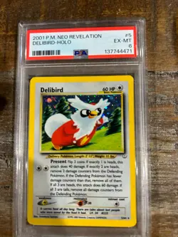 POKEMON 2001 Neo Revelation DELIBIRD Holo #5 PSA 6 RARE - Image 1