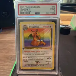 1999 Pokemon Dragonite 1st Edition Non-Holo Fossil Card #19 PSA 9 - Image 1