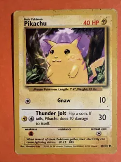 Pikachu - 58/102 - Yellow Cheeks - Base Set - Pokemon Card - Image 1