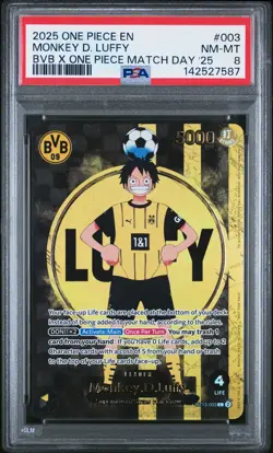ONE PIECE x BVB PSA 8 Monkey D. Luffy Promo Card ST13-003 Matchday 25 Dortmund - Image 5