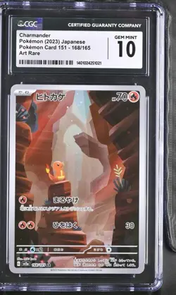 CGC 10 Gem Mint Charmander AR Art Rare #168/165 Japanese 151 Pokemon TCG - Image 2