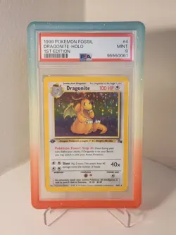 1999 Pokemon Dragonite Fossil 1ST EDITION #4 HOLO PSA 9 Mint New Grade - Image 1