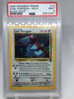 2000 Pokemon Black Star Promo Holo Cool Porygon #15 PSA 9 Mint - Image 1