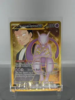 Team Rocket's Mewtwo ex 240/182 Destined Rivals Pokemon Gold Hyper Rare TCG NM - Image 1
