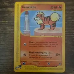 Growlithe 080/147 Aquapolis Regular Common Basic 50 HP English Pokemon TCG - Image 1