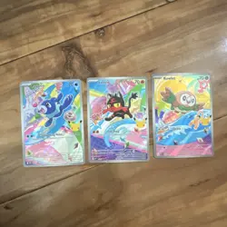 Pokemon First Partners set Popplio Litten Rowlet holo standard English - Image 1