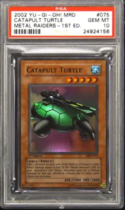 2002 YU-GI-OH! MRD-METAL RAIDERS 1ST ED #075 CATAPULT TURTLE PSA 10 - Image 1