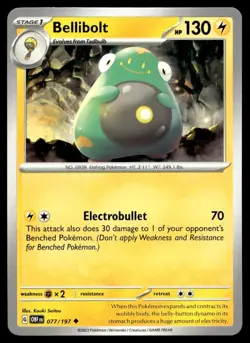 Bellibolt 77/197 Pokemon Card Obsidian Flames Uncommon 130 HP Near Mint EO - Image 1