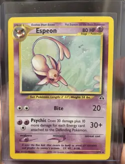 Pokemon Espeon Neo Discovery 1/75 Holo Rare Stage 1 80 HP Unlimited Card - Image 1