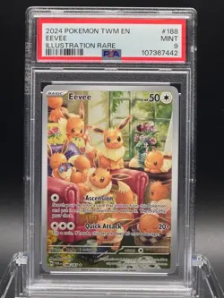 PSA 9 MINT ✨ - Eevee 188/167 Illustration Rare - Pokemon Twilight Masquerade - Image 1