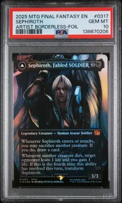 2025 MTG Sephiroth, Fabled SOLDIER 317 Borderless Final Fantasy Foil PSA 10 - Image 1