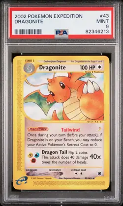 2002 POKEMON EXPEDITION #43 DRAGONITE PSA 9 - Image 1