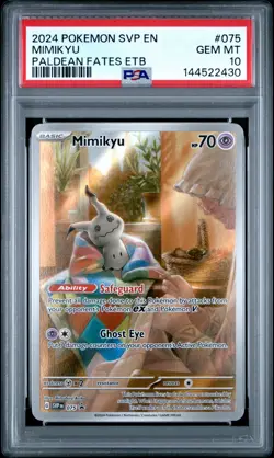 Mimikyu 075/091 Paldean Fates Elite Trainer Box Pokemon PSA 10 - Image 1
