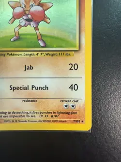 Pokemon TCG Hitmonchan Base Set 7/102 Holo 1999-2000 Wizards Base Set NM - Image 5