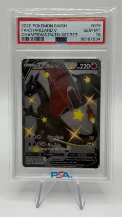 Pokemon Champion Path Secret Rare Shiny Charizard v PSA 10 Gem Mint 079/073 - Image 1