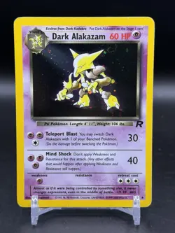 Dark Alakazam Holo Rare Team Rocket 1/82 1999 Pokemon English WOTC SWIRL HP - Image 1