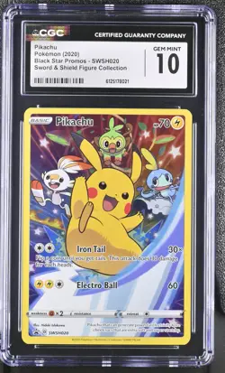Pokemon 2020 Sword & Shield PIKACHU Black Star Promo SWSH020 ⭐CGC 10 GEM MINT⭐ - Image 1