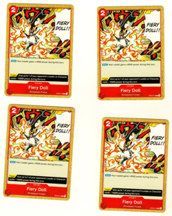Set Of 4 Fiery Doll OP03-019 Common One Piece Trading Card - Image 3