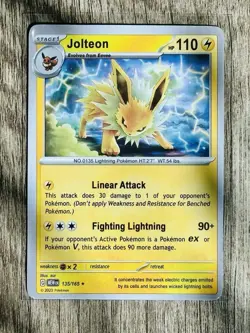 Pokemon TCG Jolteon 151 Scarlet & Violet Card 135/165 - Image 1