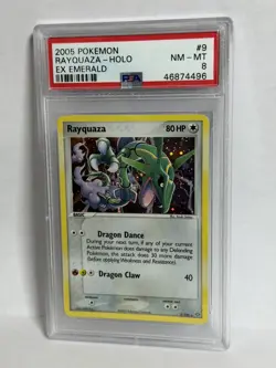 2005 POKEMON EX EMERALD #9 RAYQUAZA HOLO PSA 8 - Image 1