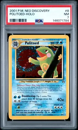 2001 Pokemon Neo Discovery - Politoed 8/75 - Holo - PSA Graded: 7 - Image 1