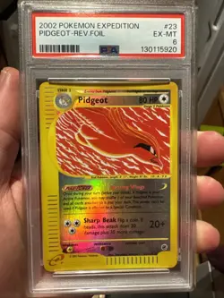 PSA 6 EX-MT Pidgeot REVERSE HOLO FOIL Pokemon Expedition 23 2002 - Image 1
