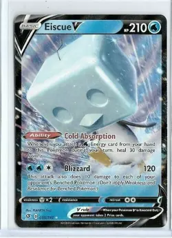 2020 Pokemon Eiscue V Cold Absorption Blizzard Slice Basic Foil 055/192 TCG - Image 1