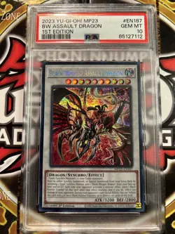 YuGiOh BLACK-WINGED ASSAULT DRAGON #MP23-EN187🔥PSA 10🔥1st ED-2023 SECRET RARE - Image 1