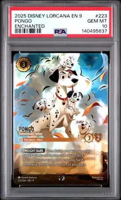 Disney Lorcana Pongo Determined Father EN 9 Enchanted PSA 10 Gem Mint - Image 1