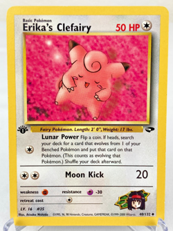 Erika's Clefairy 40/132 Gym Challenge WOTC Pokemon Card 1st Edition - LP - Image 1