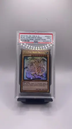 Yu-Gi-Oh Blue-Eyes White Dragon Haunted Mine GLD5-EN001 Ghost Rare PSA 9 - Image 2