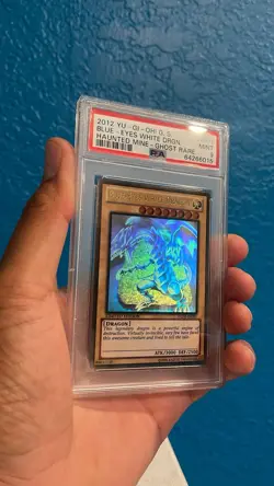 Yu-Gi-Oh Blue-Eyes White Dragon Haunted Mine GLD5-EN001 Ghost Rare PSA 9 - Image 3